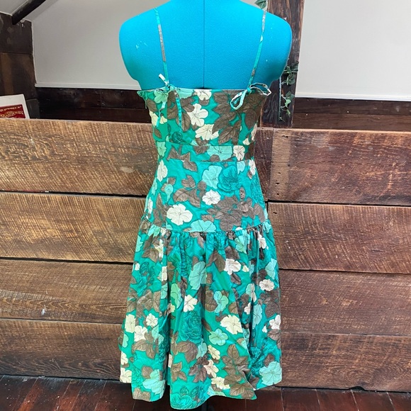 Anthro Moulinette Sours Drop Waist Floral Tie Strap Cotton Dress w Light Boning - Picture 8 of 12